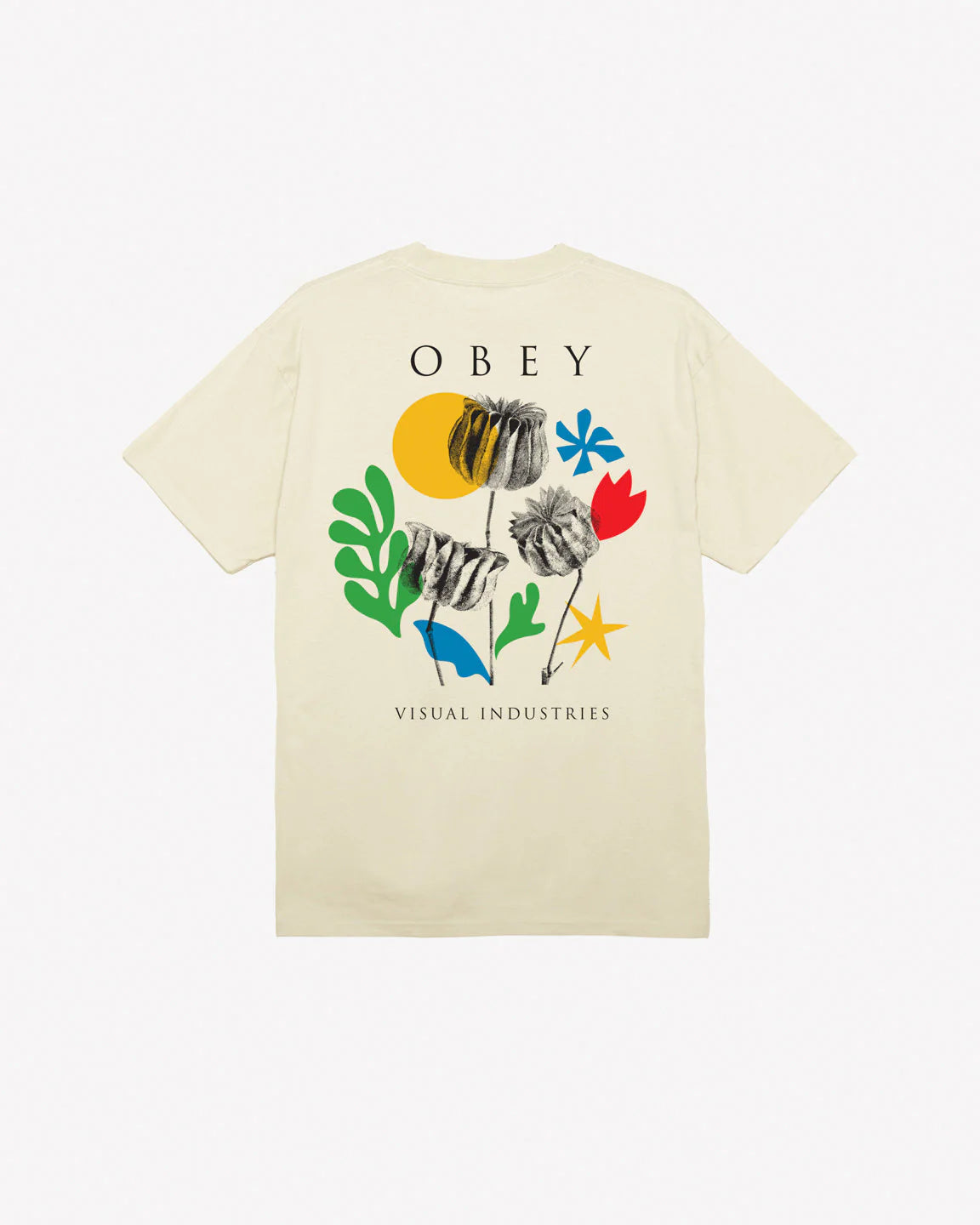 Obey uomo t-shirt flowers papers classic 22MC0000846 Crema