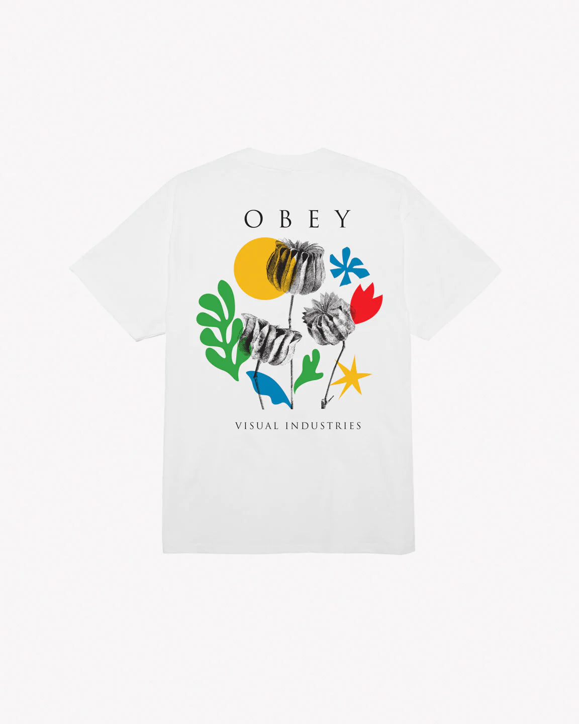 Obey uomo t-shirt flowers papers classic 22MC0000846 Bianco