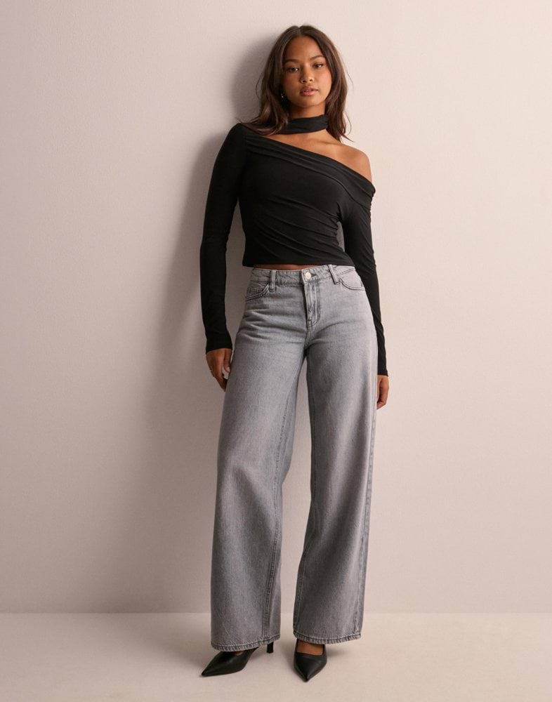 pieces donna jeans oelle straight  17151219 grey denim