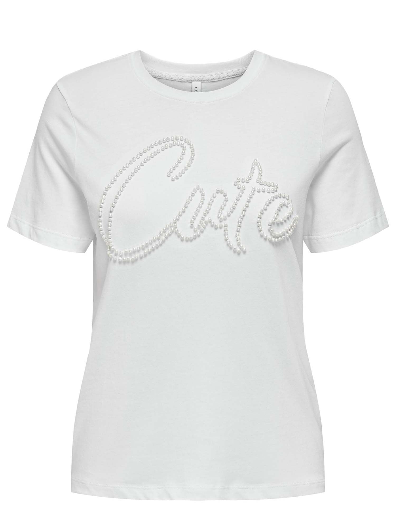 Only donna t-shirt Nanna life s/s pearls top 15320542 colore Bianco