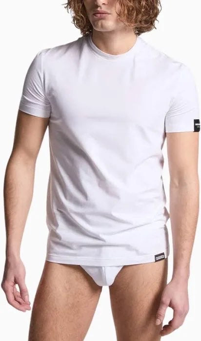 Disquared uomo t-shirt Rounf Neck D9M205720 100 bian