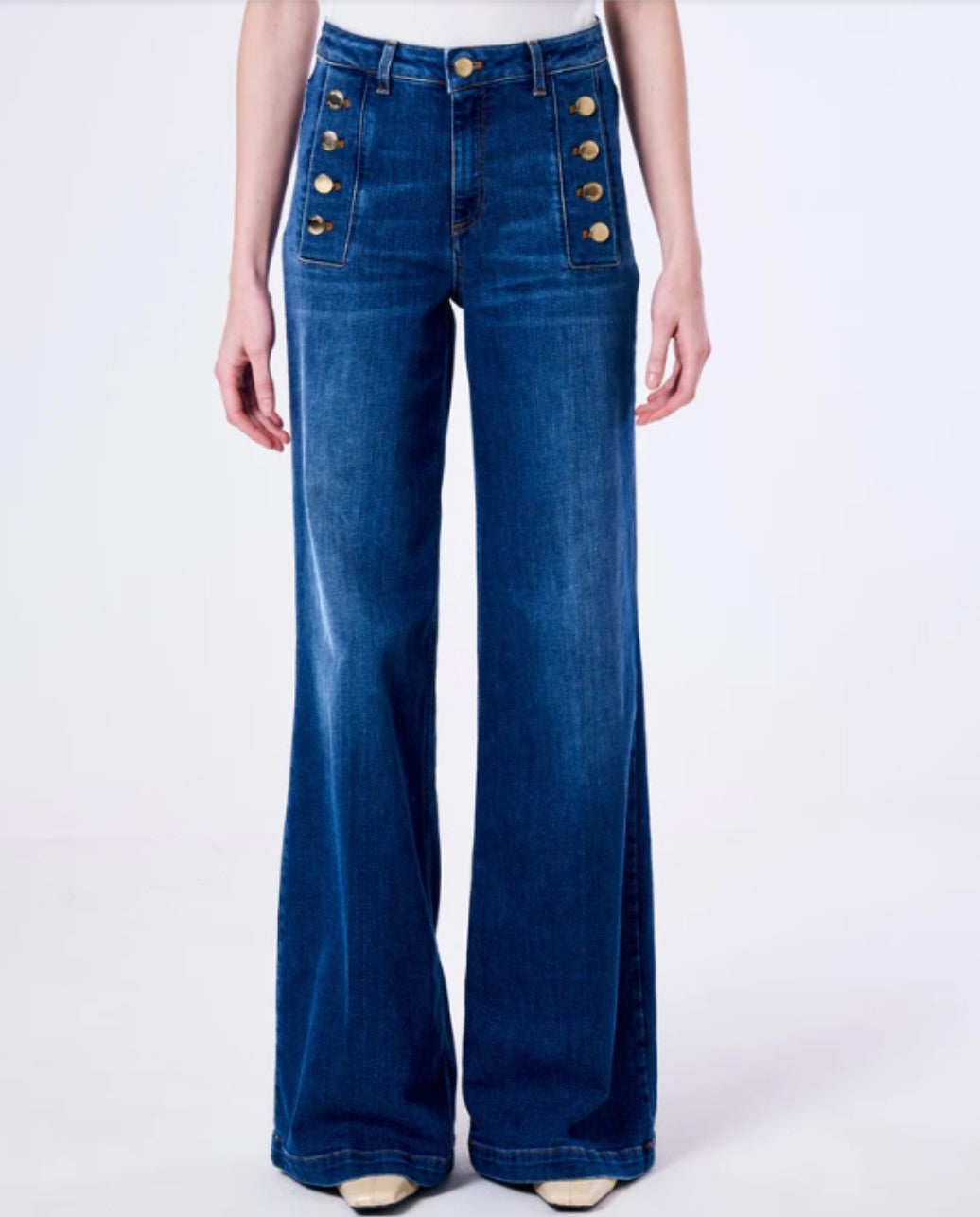 Vicolo donna jeans a palazzo DB5054 denim blu