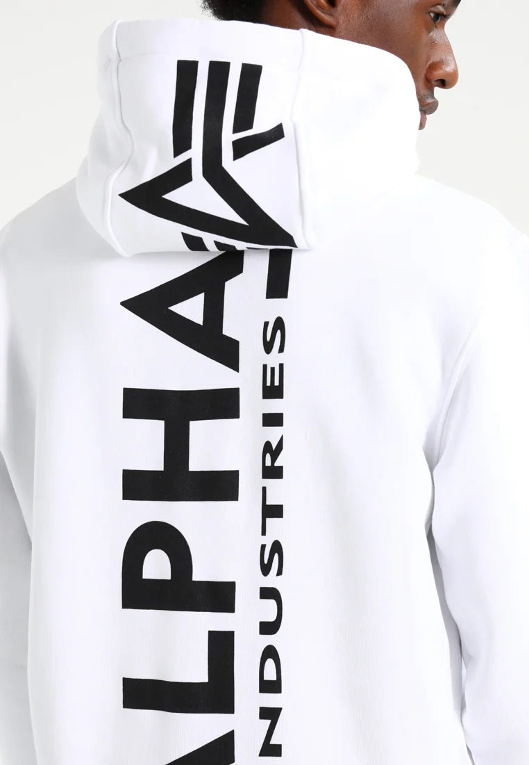 Apha industries uomo felpa 178318AI back print 09 Bianco