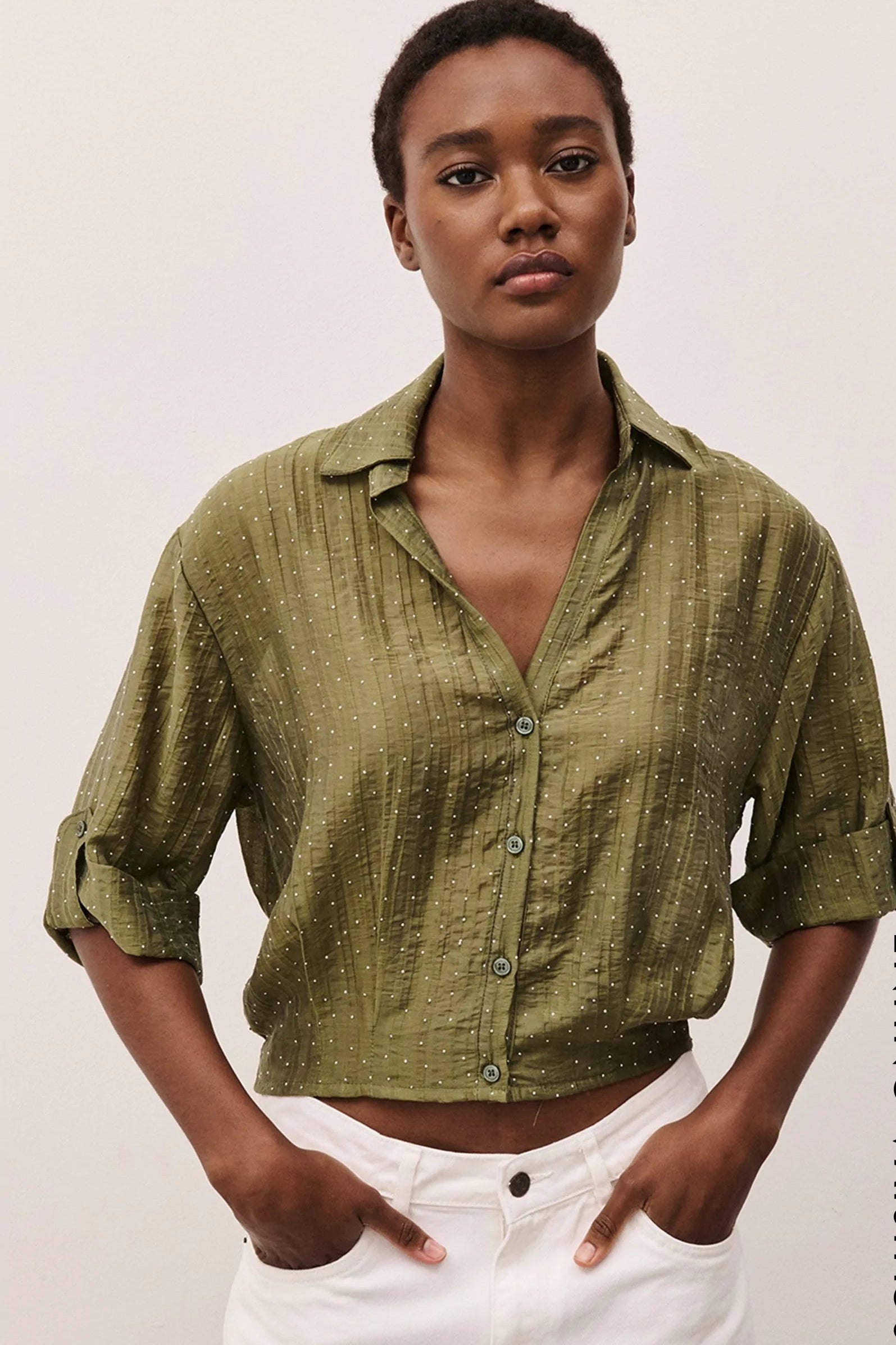 Two Way donna Camicia con Studs Verde M. SP1068