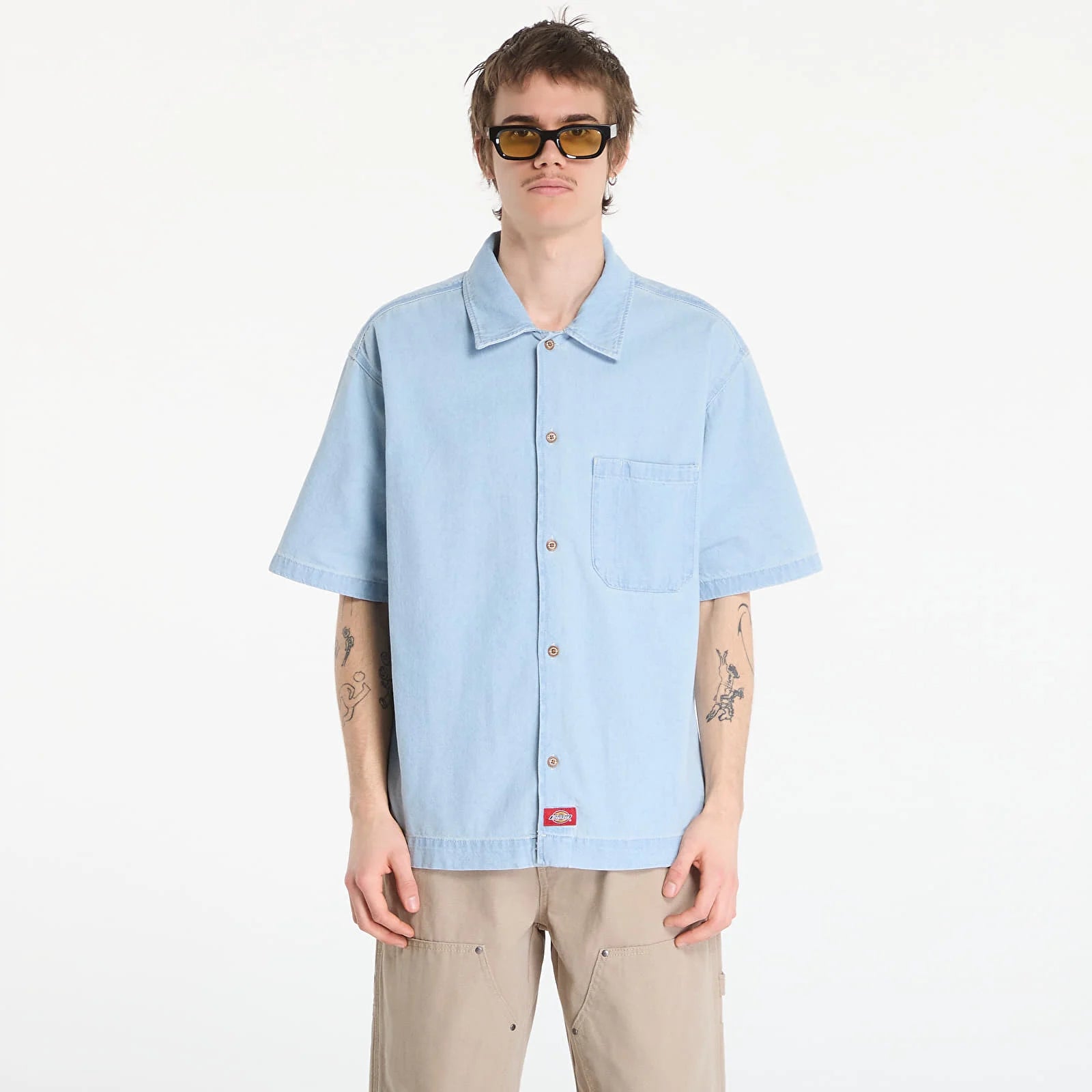Dickies uomo camicia DENIM SHIRT FOG DK0A88PH0FE1