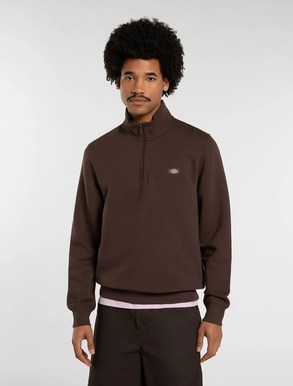 Dickies felpa OAKPORT QUARTER ZIP CHOCOLATE BROWN