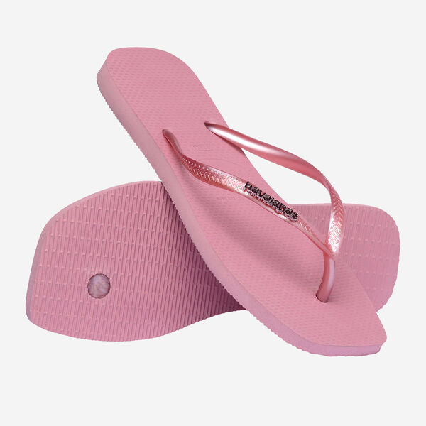 Havaianas donna infradito SLIM SQUARE LOGO METALLIC - Chiffon Rose