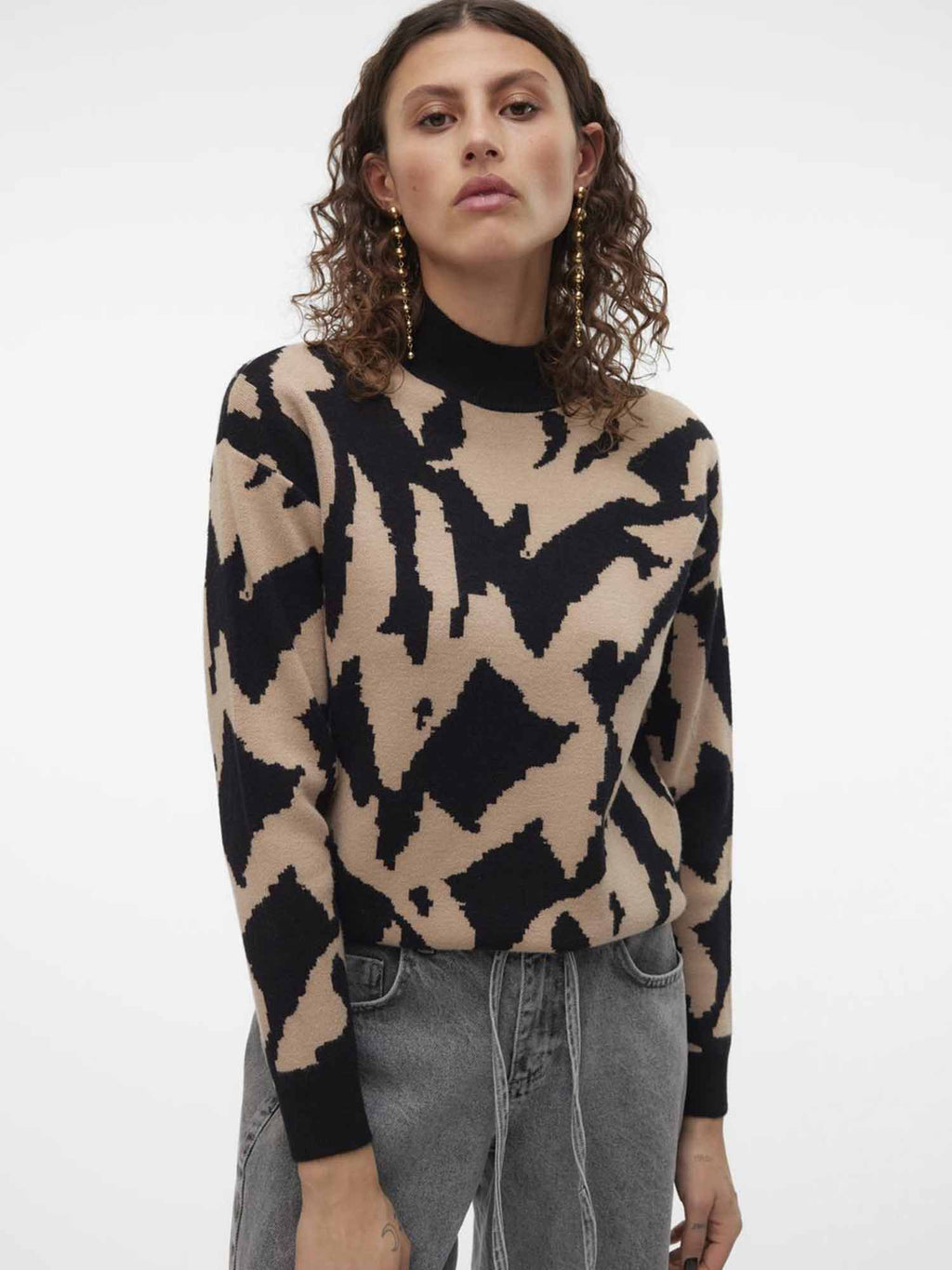 vero moda donna maglia gold new art black silvermink