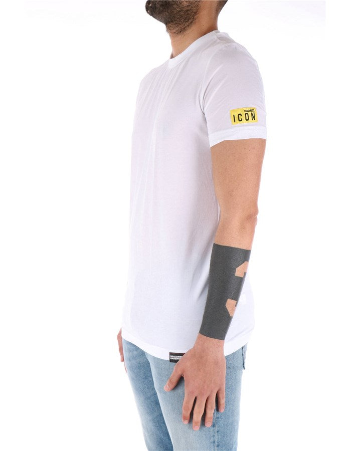 Dsquared Uomo T-shirt Logo Manica BI/GIALLO D9M204480