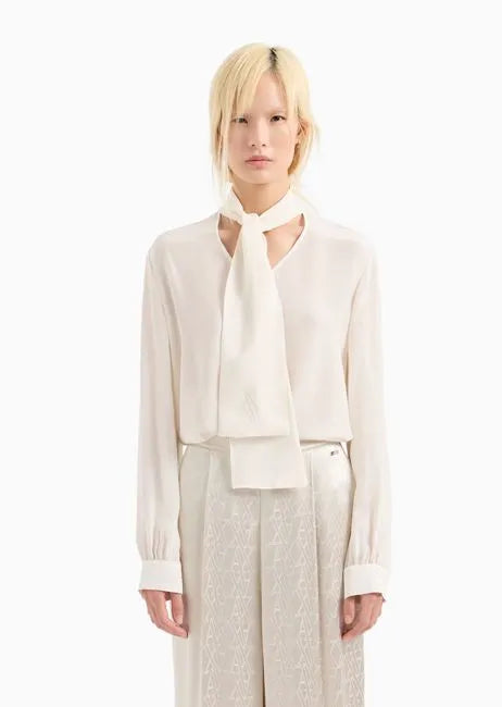 Armani exchange donna blusa 6DYH04 YN6UZ 1130 panna