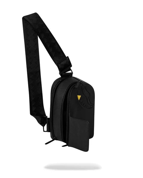 Sprayground zaino monospalla BLACKED OUT EMBOSSED GOLD TOOTH B9326