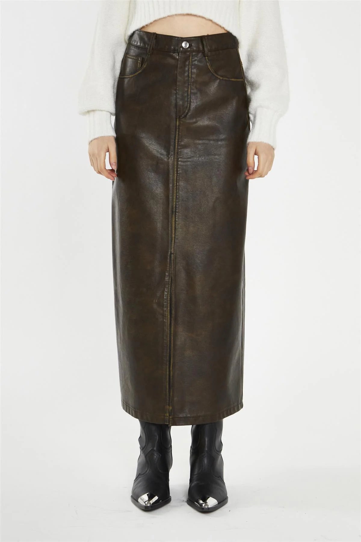 glamorous donna gonna KA7192 brown distressed pu