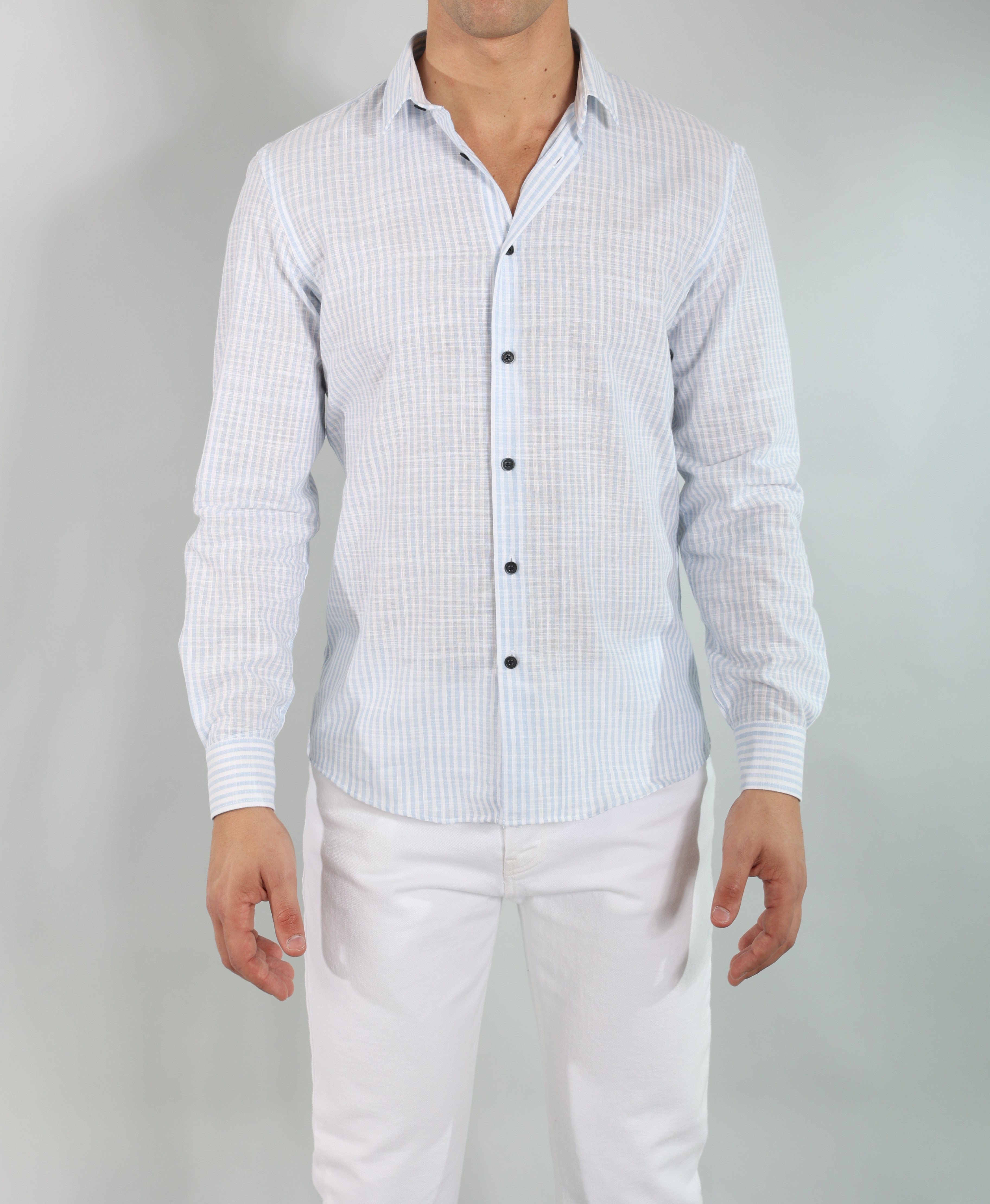 Gold Rush uomo camicia RIGATOLINOSC/46 celeste