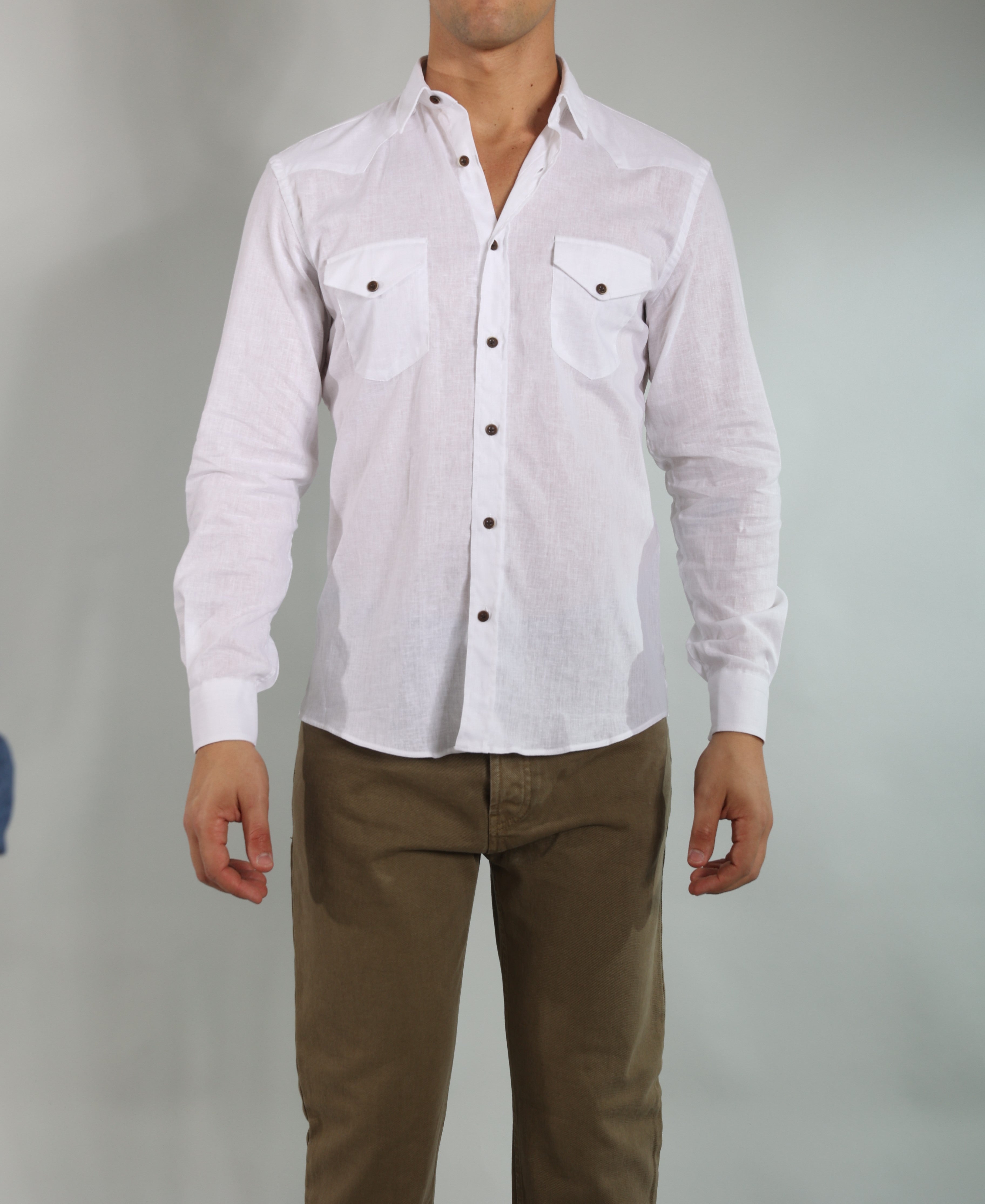 Gold Rush uomo camicia LINOTEXASSC/44 bianco