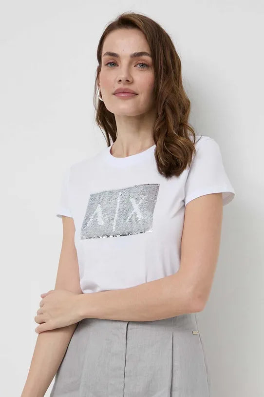 Armani Exchange donna t-shirt 8NYTDL YJ73Z 6110 Bianco
