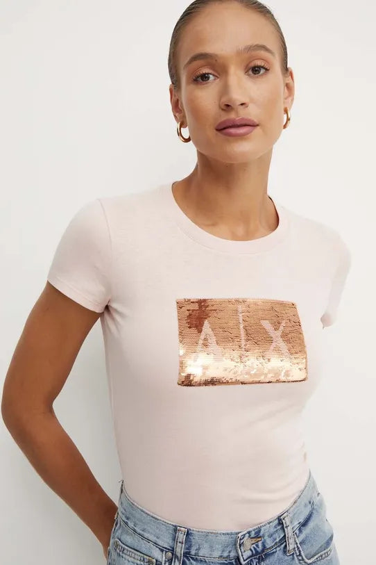 Armani Exchange donna t-shirt 8NYTDL YJ73Z U4105 rosa gold