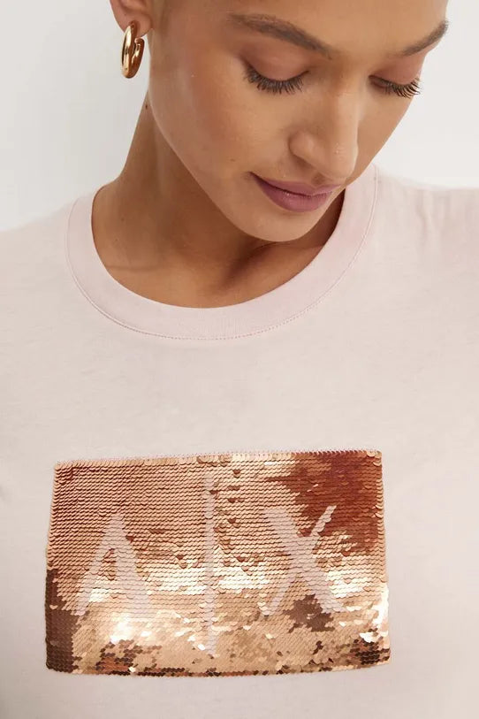 Armani Exchange donna t-shirt 8NYTDL YJ73Z U4105 rosa gold