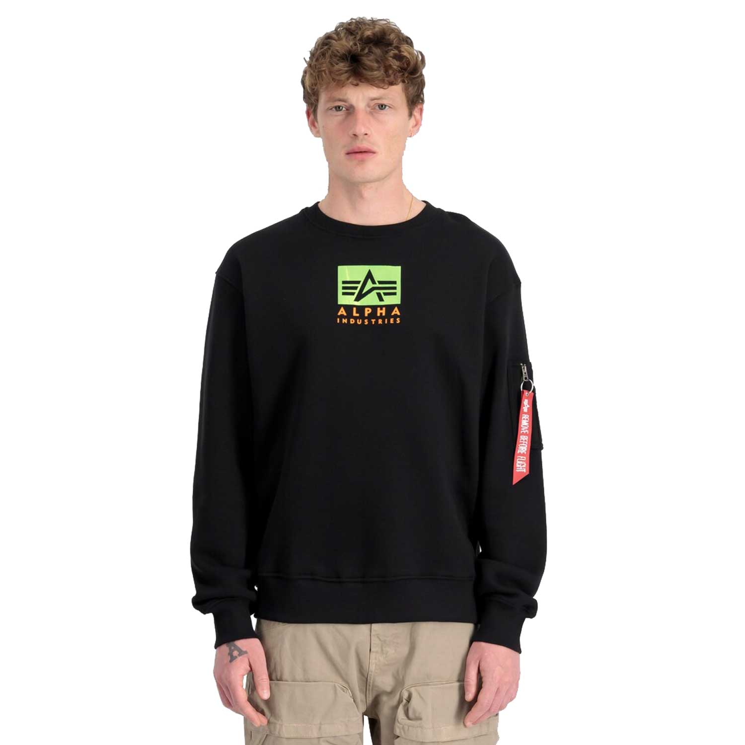 alpha industries uomo felpa satin logo 148311AI 03 Nero