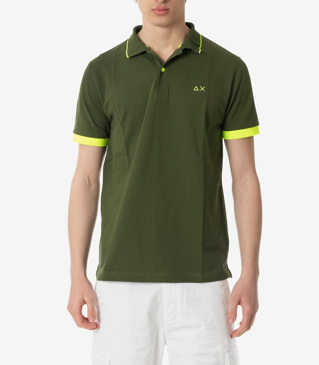 Sun68 uomo polo LOGO FLUO S/S  A34122 37 VERDE SCURO