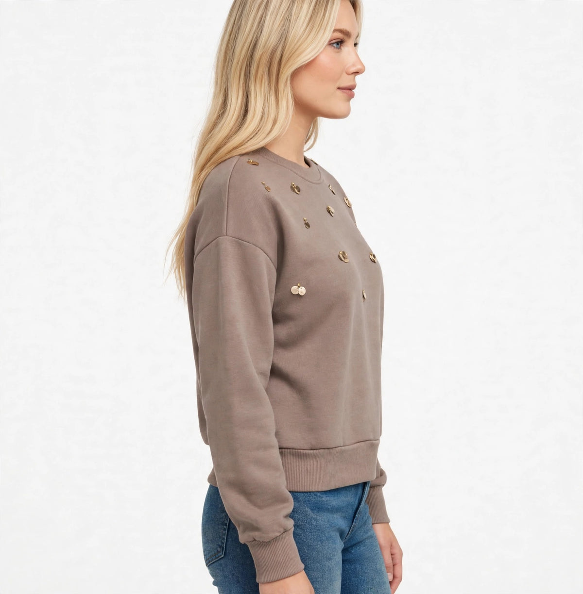 Gold Rush felpa PAILETTES OV369 Tortora