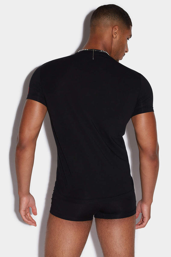Dsquared Uomo T-shirt Nero e Corallo D9M204480