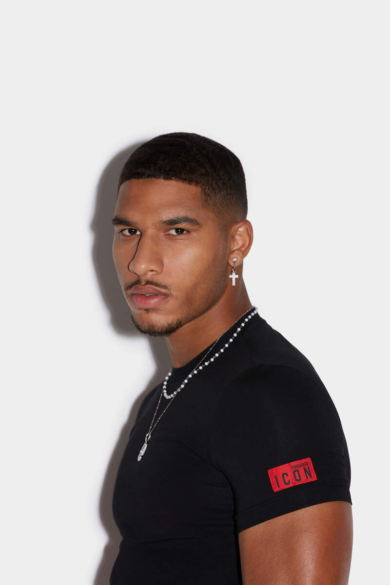 Dsquared Uomo T-shirt Nero e Corallo D9M204480