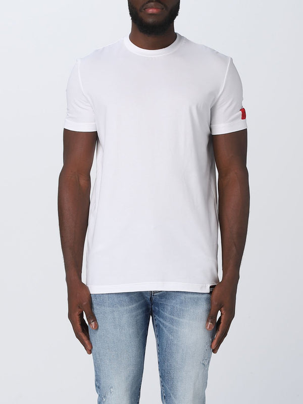 Dsquared Uomo T-shirt Logo Manica BI/Corallo D9M204480