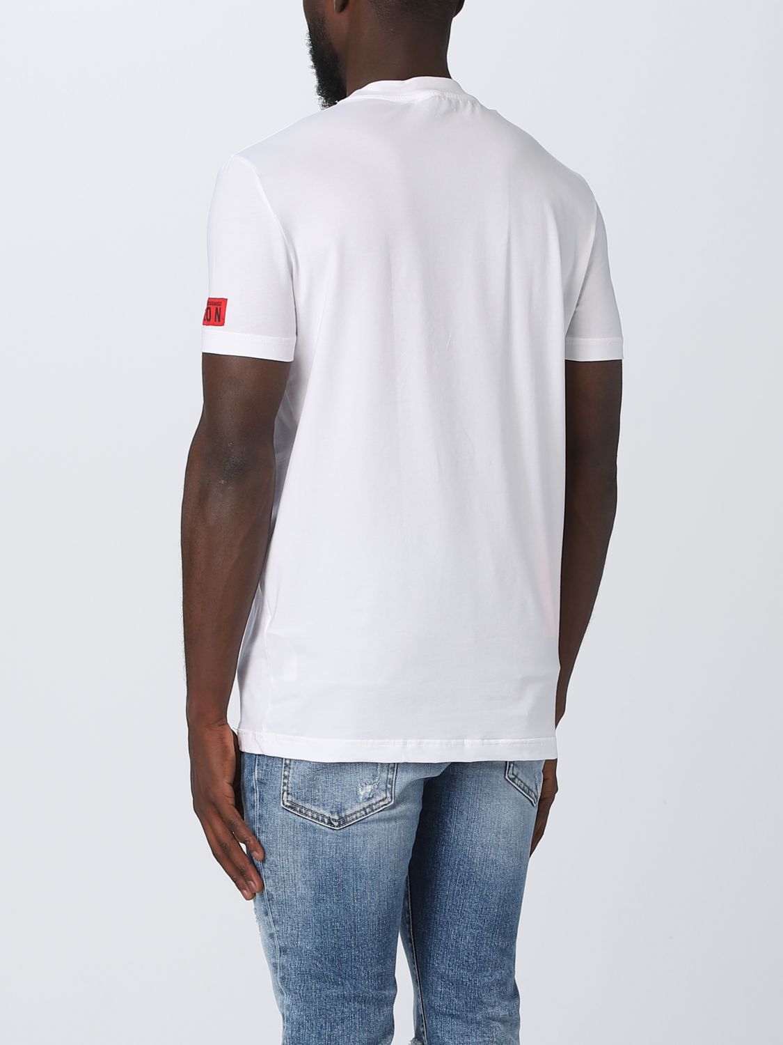 Dsquared Uomo T-shirt Logo Manica BI/Corallo D9M204480