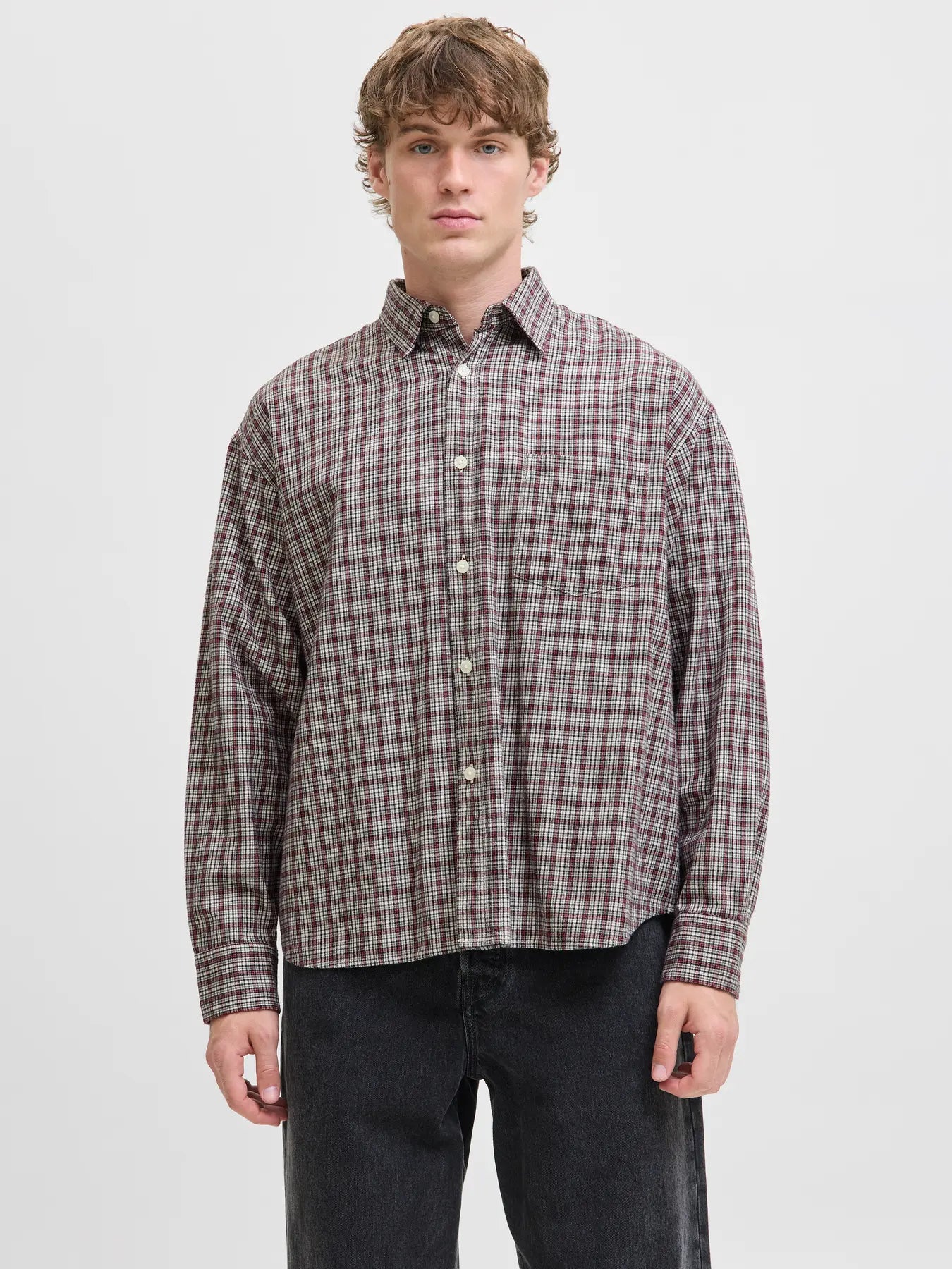 Jack & Jones uomo camicia Meadows 12283116 Deep Maho