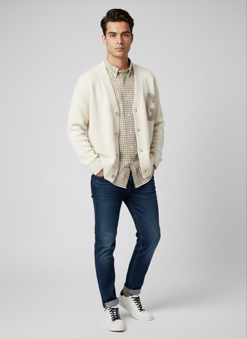 Gold Rush uomo CARDIGAN MA3009GR PANNA