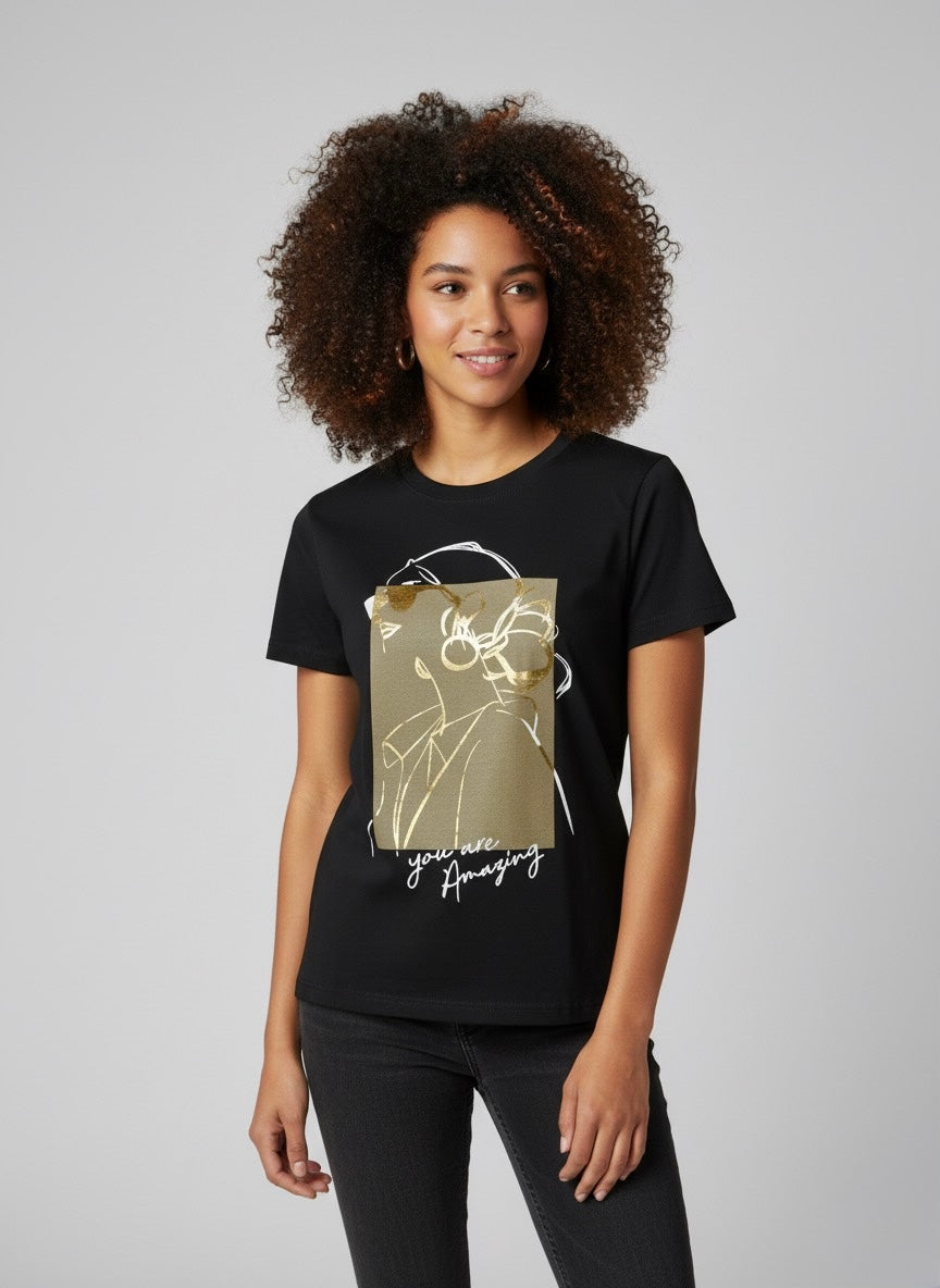 Gold Rush donna t-shirt REY03GOLD02 I25 NERO