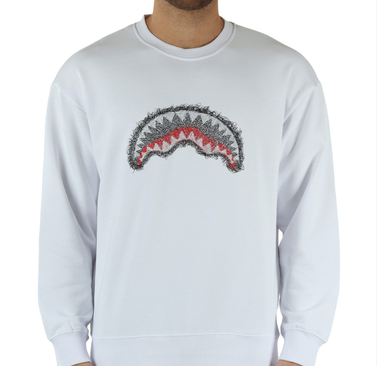 Sprayground uomo felpa SCRIBBLE SHARK SP863EWHT