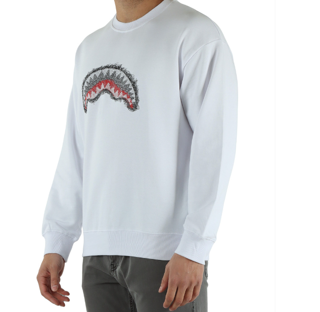 Sprayground uomo felpa SCRIBBLE SHARK SP863EWHT