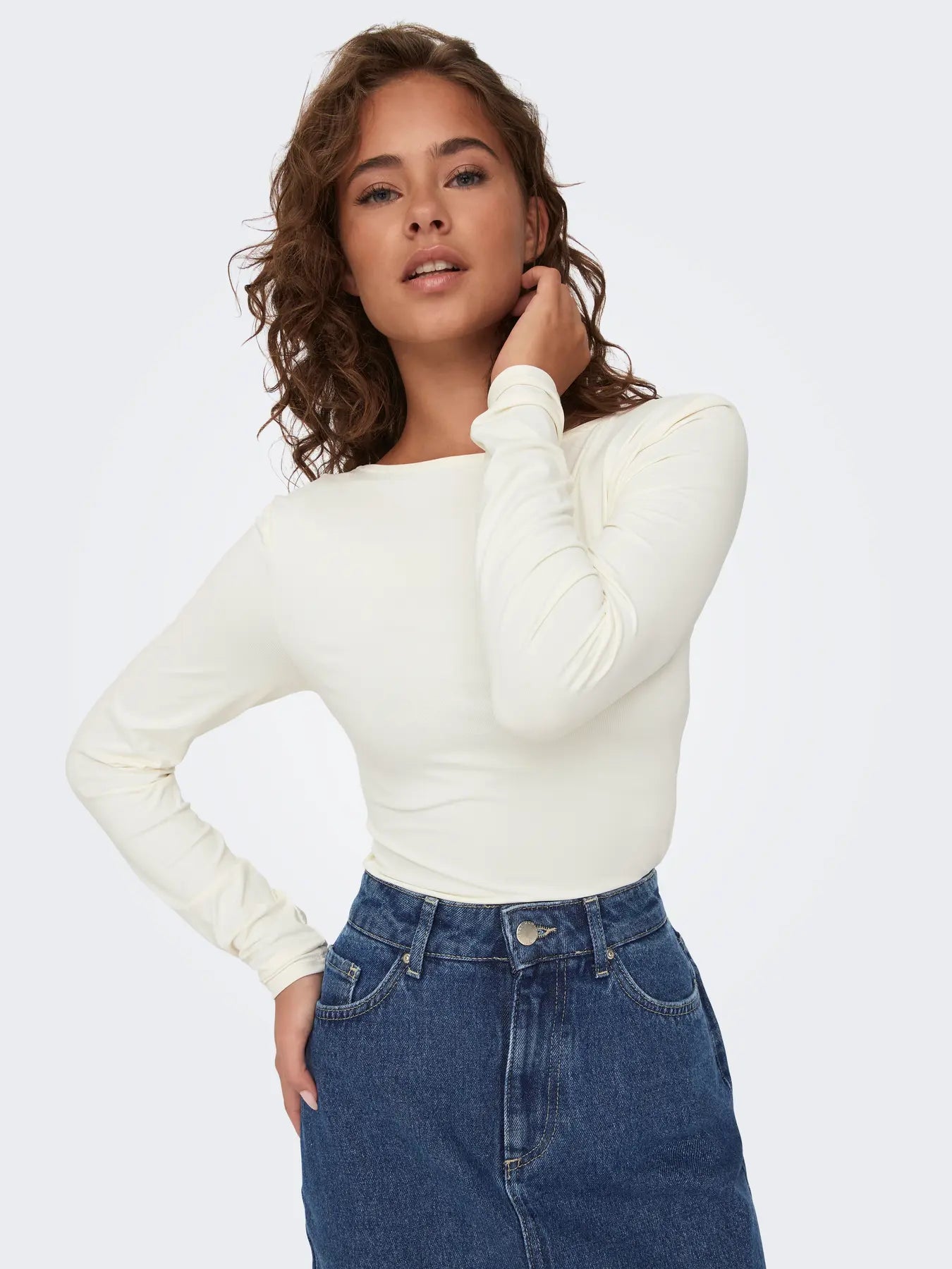Only donna maglia Lea LS Way 15302647 Cloud Dancer