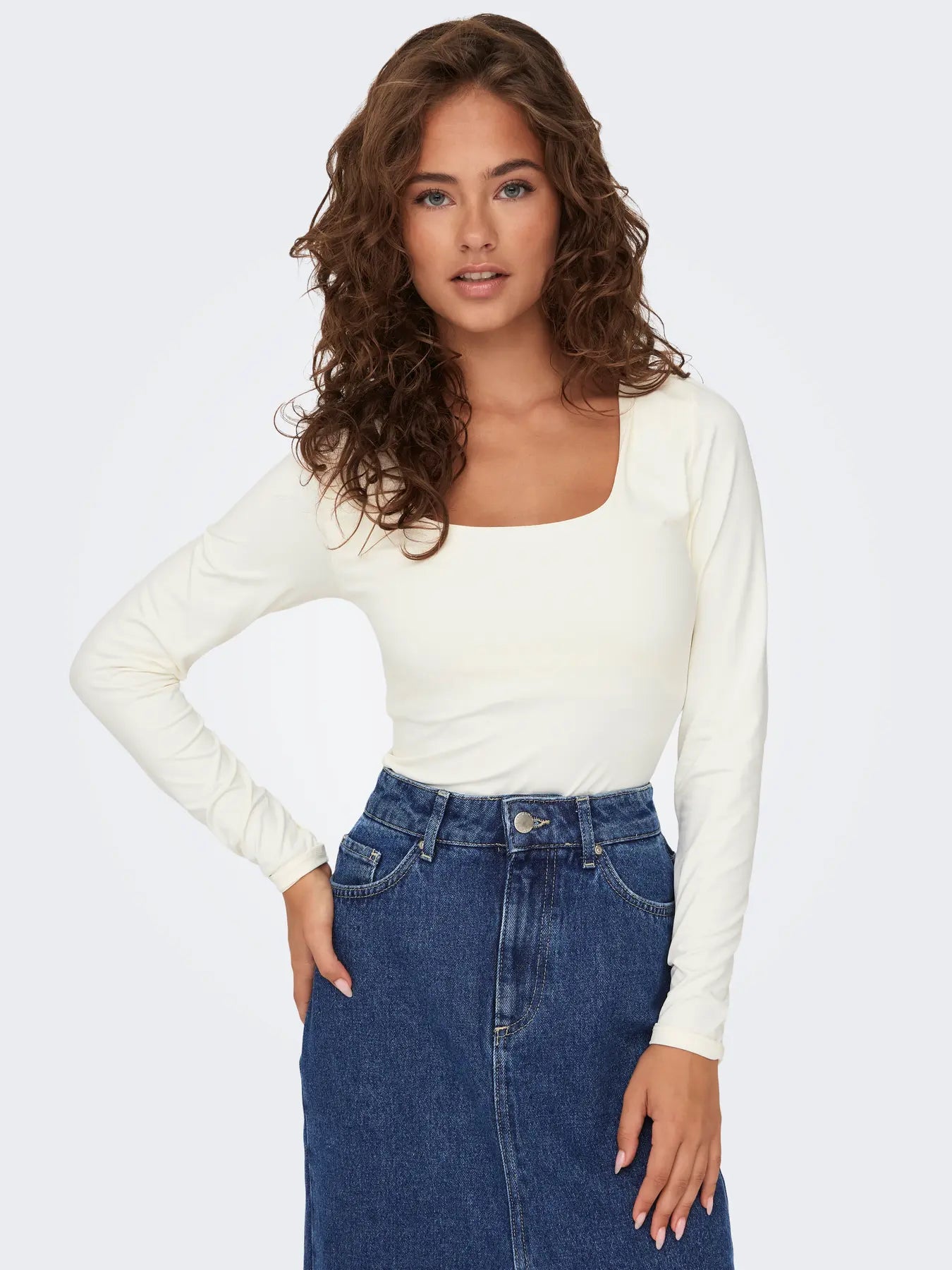 Only donna maglia Lea LS Way 15302647 Cloud Dancer