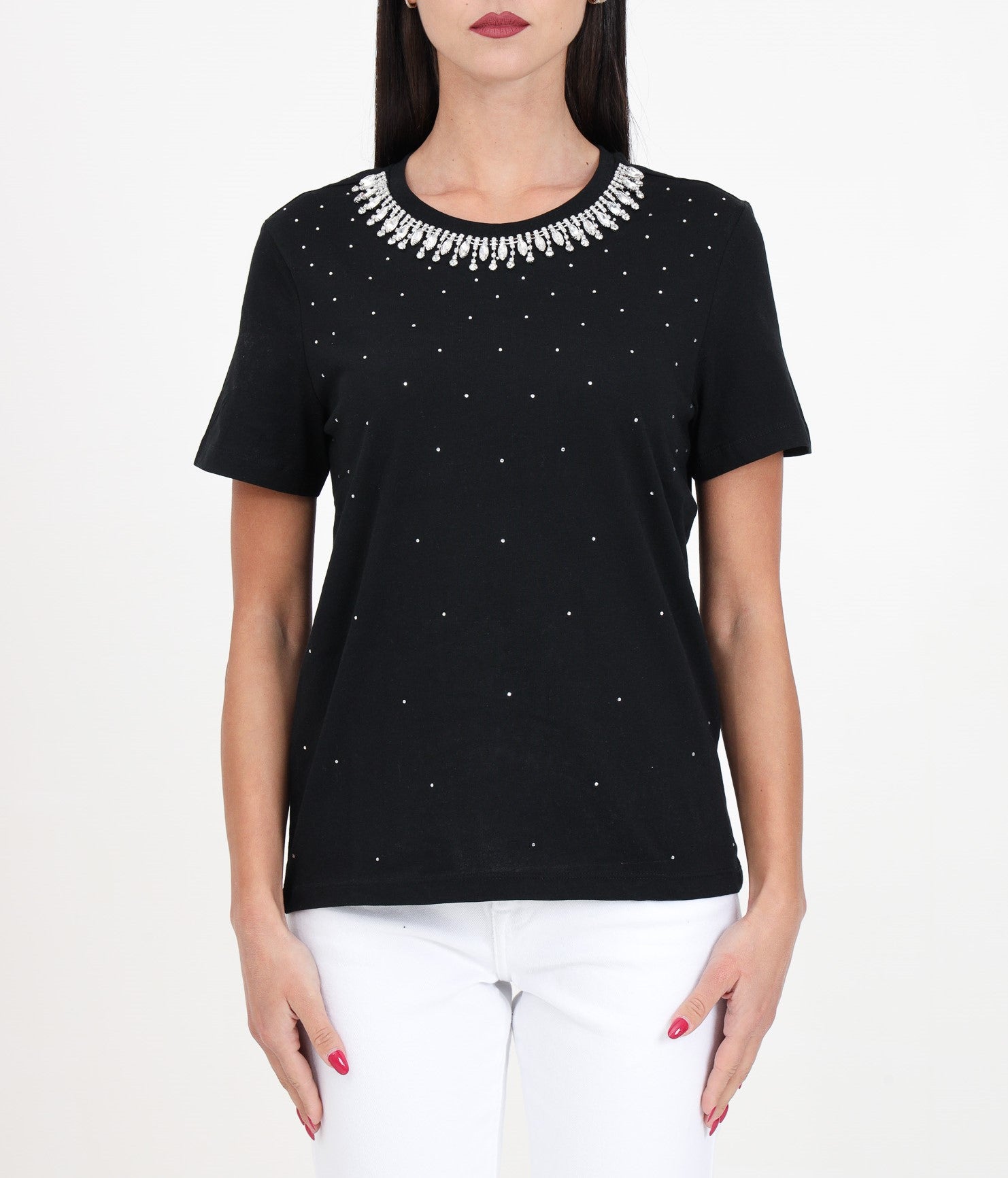 Only donna t-shirt Julia Embellisment top 15315522 nero