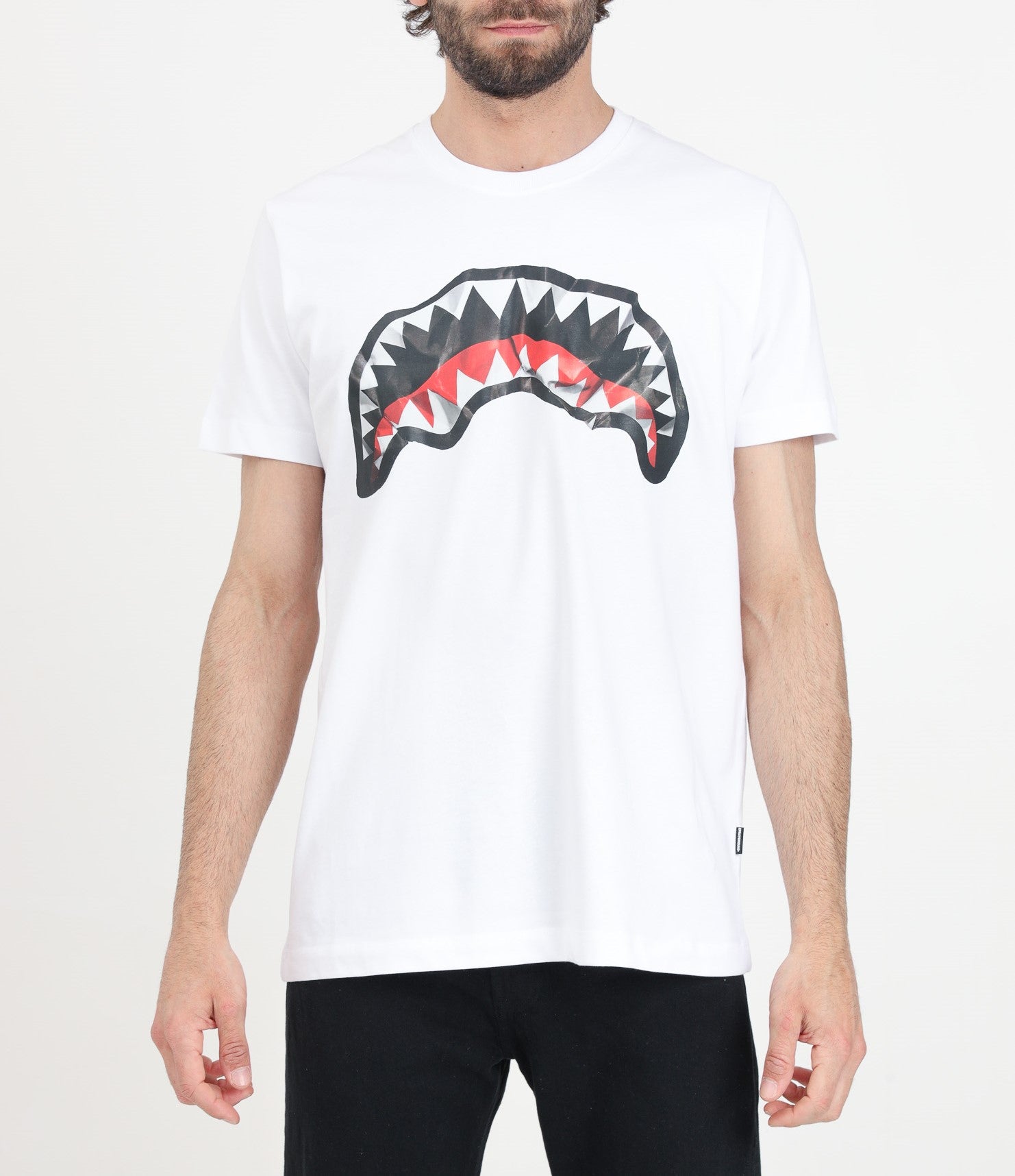 Sprayground uomo t-shirt Crumpled Shark SP421WHT Bianco