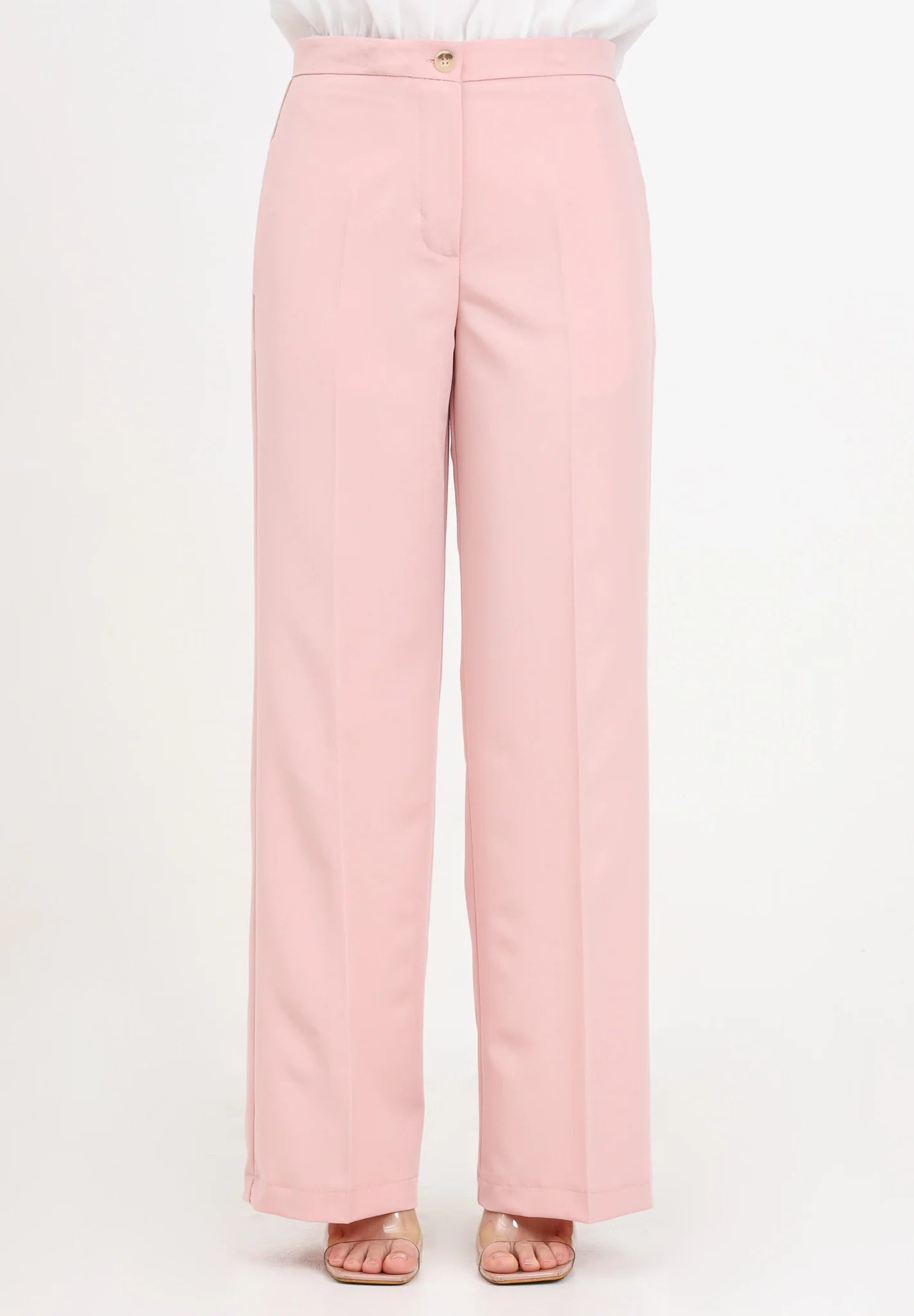 Vicolo donna pantalone basic palazzo TB0236 Rosa polvere