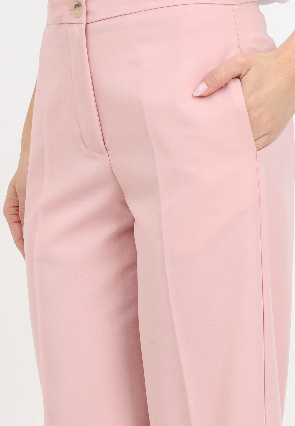 Vicolo donna pantalone basic palazzo TB0236 Rosa polvere