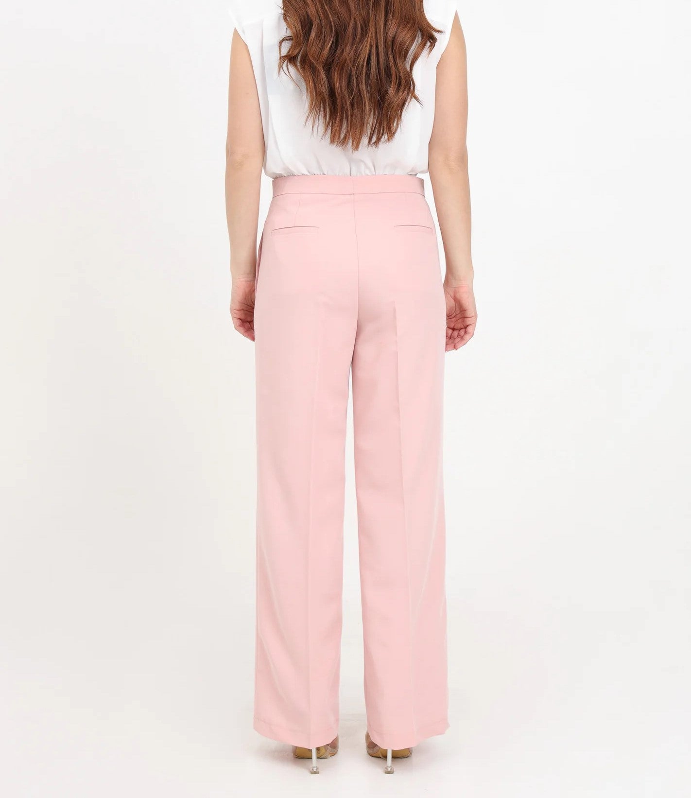 Vicolo donna pantalone basic palazzo TB0236 Rosa polvere