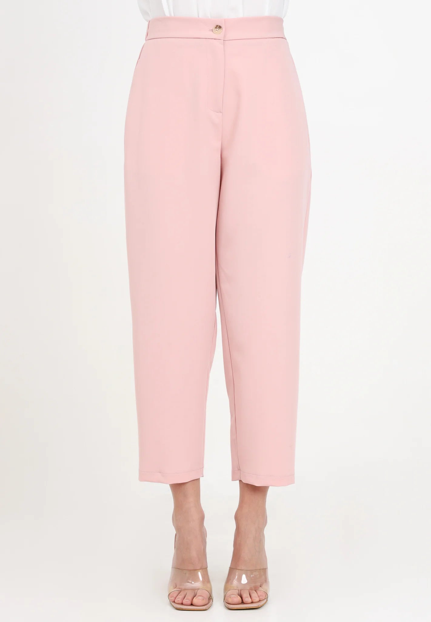Vicolo donna Pantalone carrot con elastico TB0283 Rosa polvere