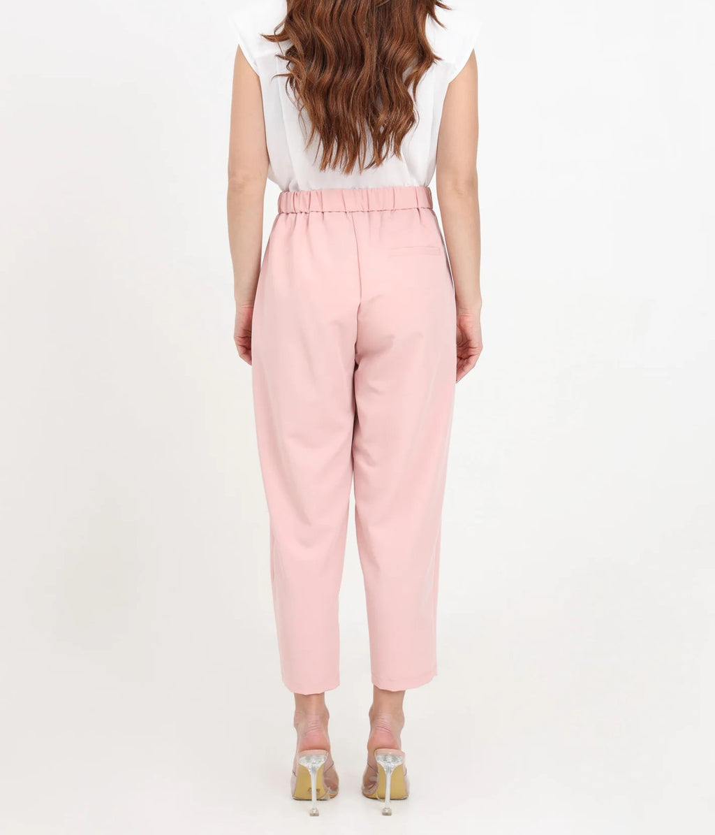 Vicolo donna Pantalone carrot con elastico TB0283 Rosa polvere