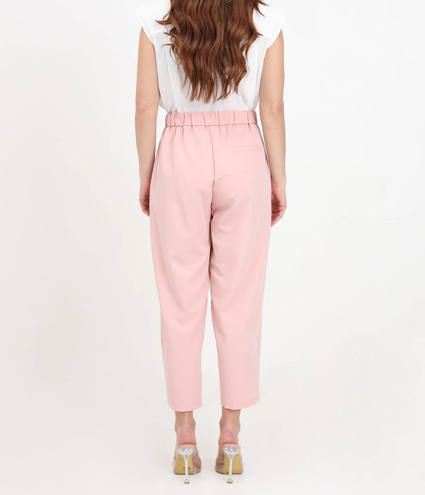 Vicolo donna Pantalone carrot con elastico TB0283 Rosa polvere