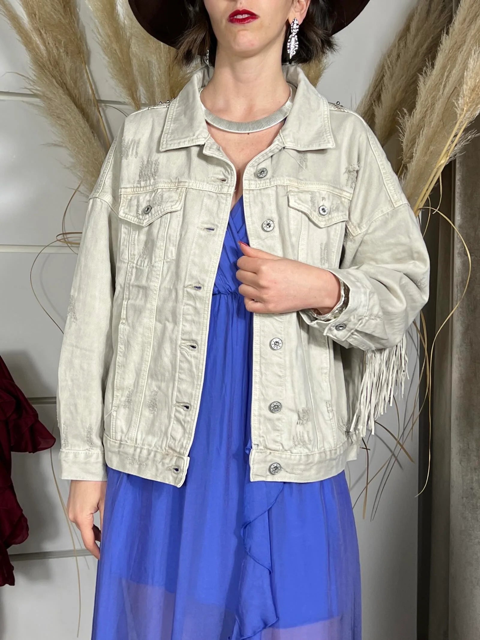 Susy Mix donna giacca con frange 9597