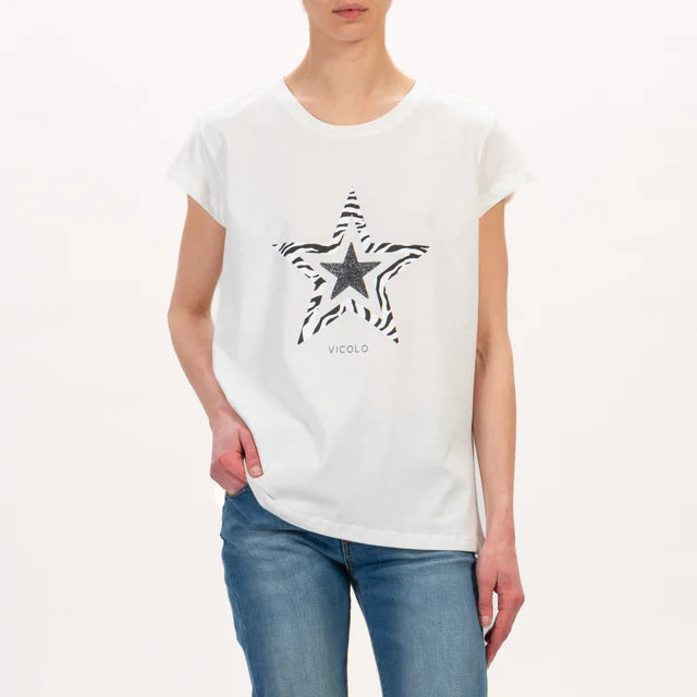 Vicolo donna t-shirt stella con lurex RB0616