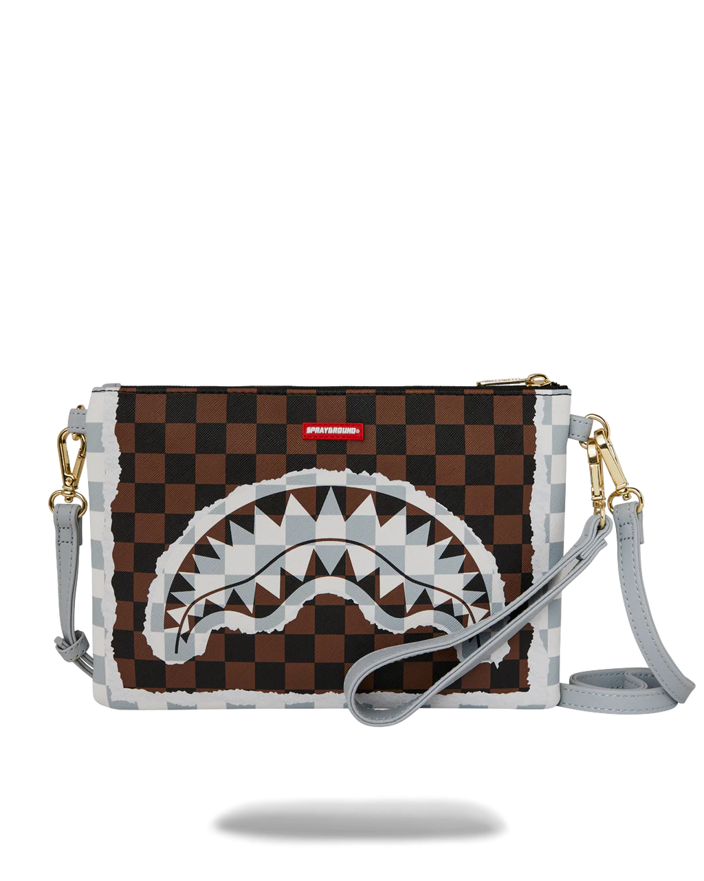 Sprayground uomo borsa CREAM BROWN TEAR CHECK   CROS
