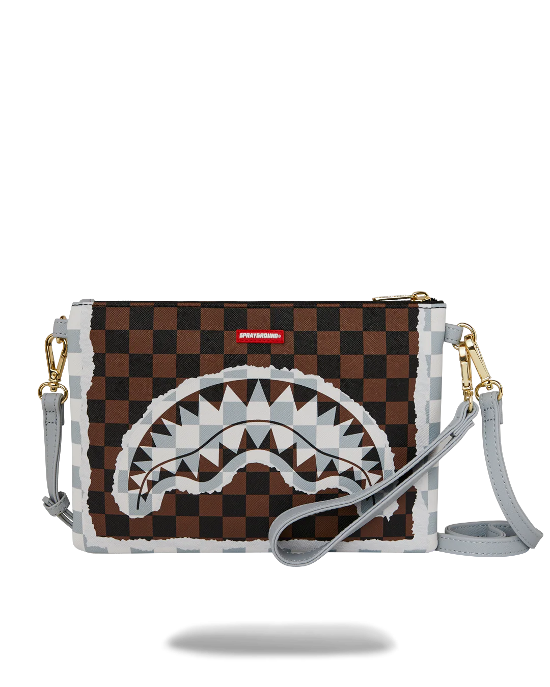 Sprayground uomo borsa CREAM BROWN TEAR CHECK   CROS