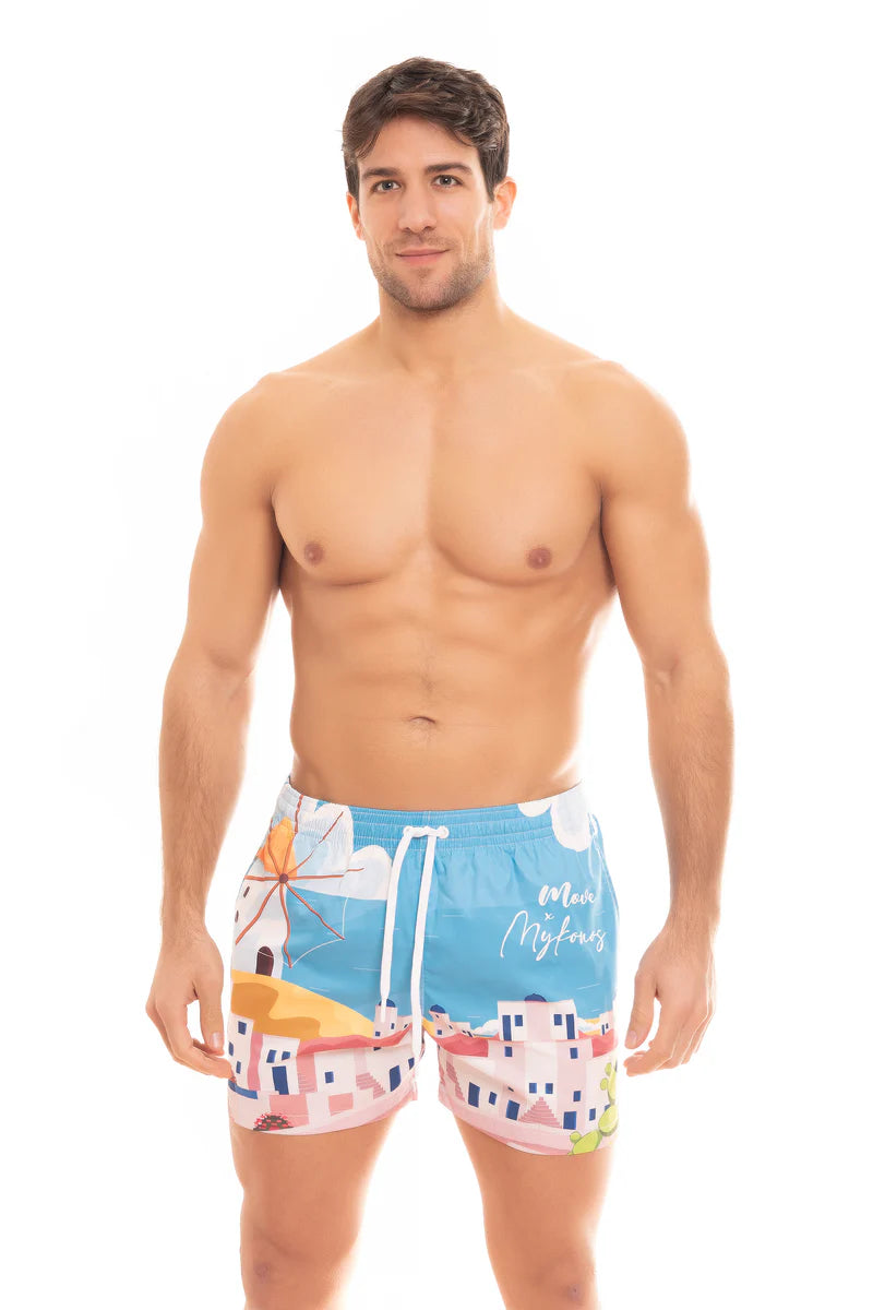 Move uomo costume Boxer SaintVincent stampato MYKONOS