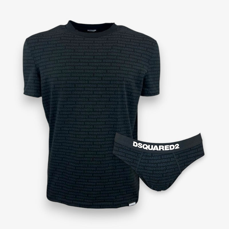 Disquared uomo t-shirt + slip D9H135510 001 Nero