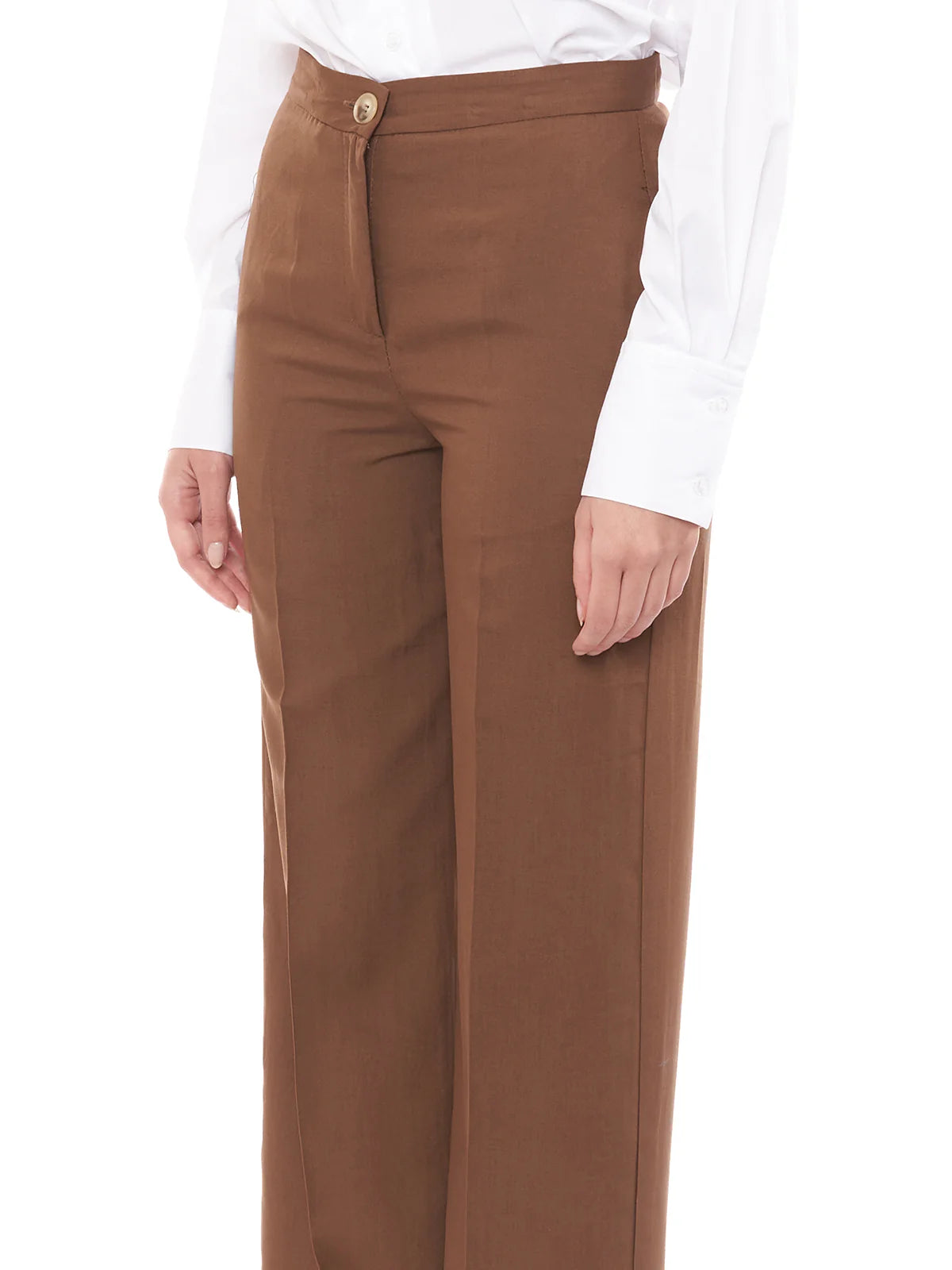 Vicolo donna pantalone misto lino TB1562 Marrone